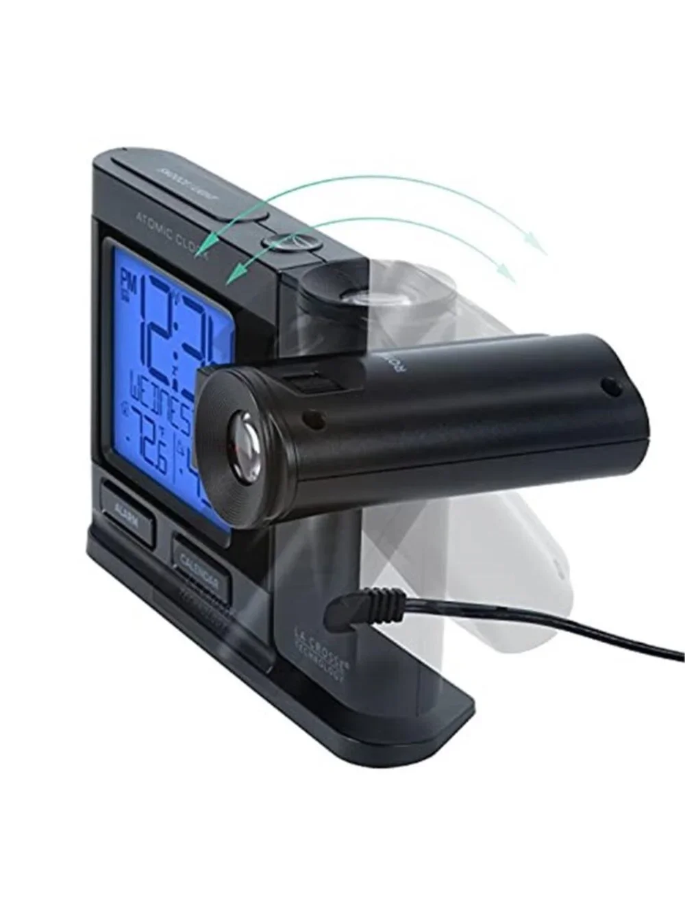 Digital Projection Alarm Clock Indoor Outdoor Temperature Atomic Wireless Sensor